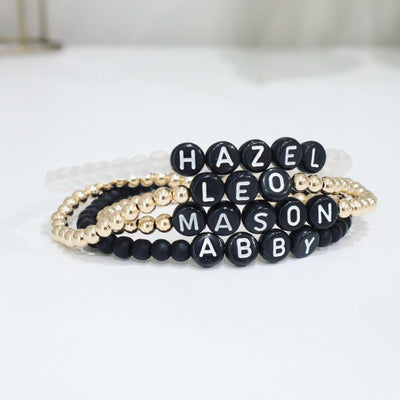 Name Bracelet, Customized Name Bracelet, Gold Bead Bracelets