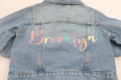 Denim Name Jacket, Custom Denim Jacket, Embroidered Denim Jacket, Personalized Denim Jacket, Toddler Denim Jacket, Unicorn