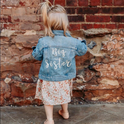 Big Sister, Big Sister Jacket, Embroidered Name Jacket, Denim Name Jacket, Kids Denim Jacket, Embroidered Denim Jacket