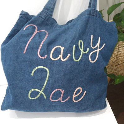 Personalized Tote Bag, Custom Bag, Embroidered Bag, Personalized Tote Bag, Denim Bag,