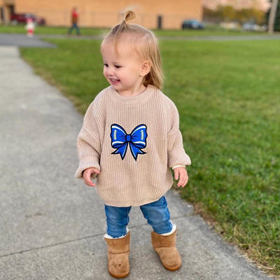 Football Sweater, Football Team Sweater, Football Bow, Embroidered Sweater