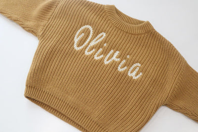 Baby Name Sweater, Toddler Name Sweater, Embroidered Name Crew
