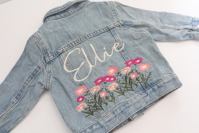 Embroidered Jean Jacket, Embroidered Wildflower Jacket, Embroidered Denim Jacket, Custom Jean Jacket, Custom Embroidered Denim Jacket