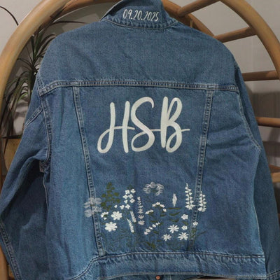 Bridal Jacket, Bridal Denim Embroidered Jacket, Bride, Wedding Gift, Bachelorette Gift, Wedding